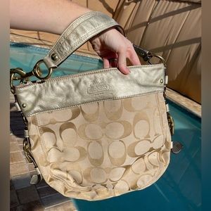 Large 2010s gold canvas coach bag purse
